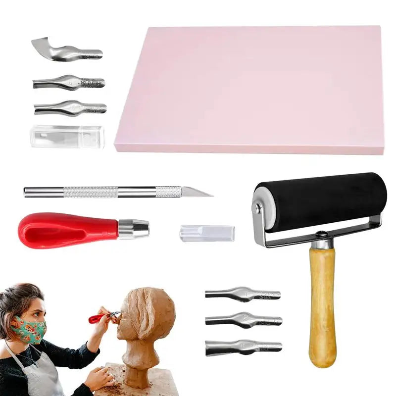 Rubber Stamp Making Kit with Block Printing Tool