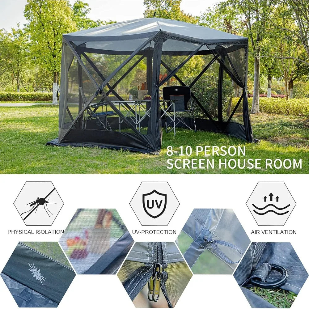 Backyard Awning Pop Up Gazebo 11.5 Ft for 8-10 Person With Netting