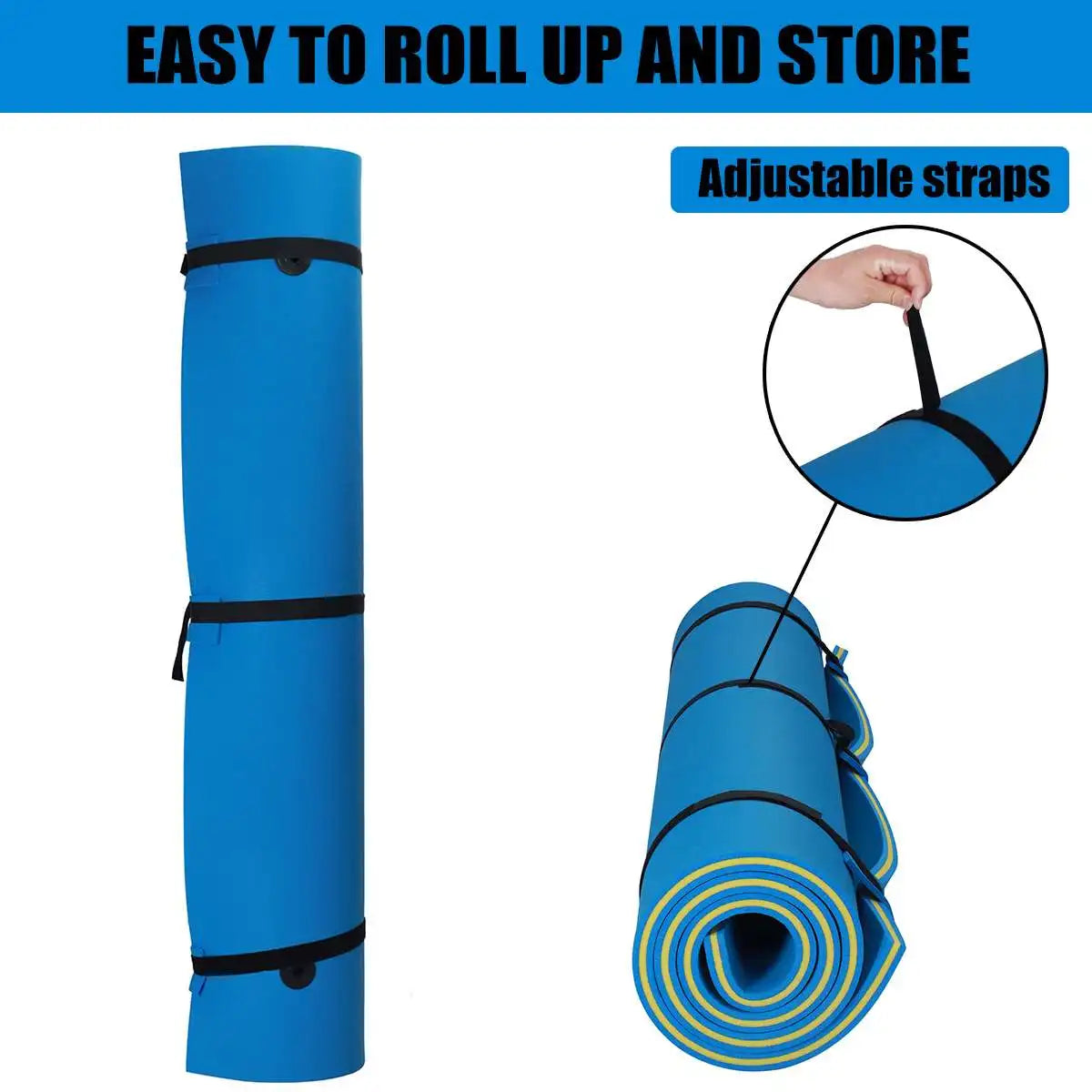 Floating Foam Swimming Mat 3-Layer 9' x 6'/12.8' x 5' with Storage Straps