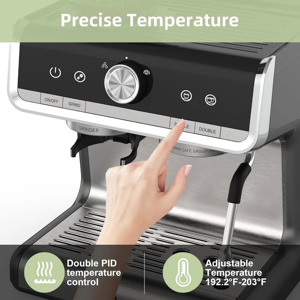 Professional Espresso Maker for Home With Grinder and Milk Frother