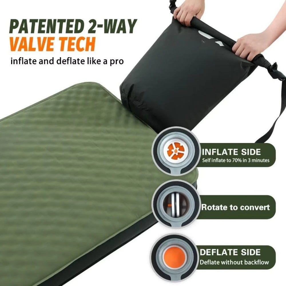 4" Ultra-Thick Foam Camping Mattress 2 Person with Air Pump Sack,