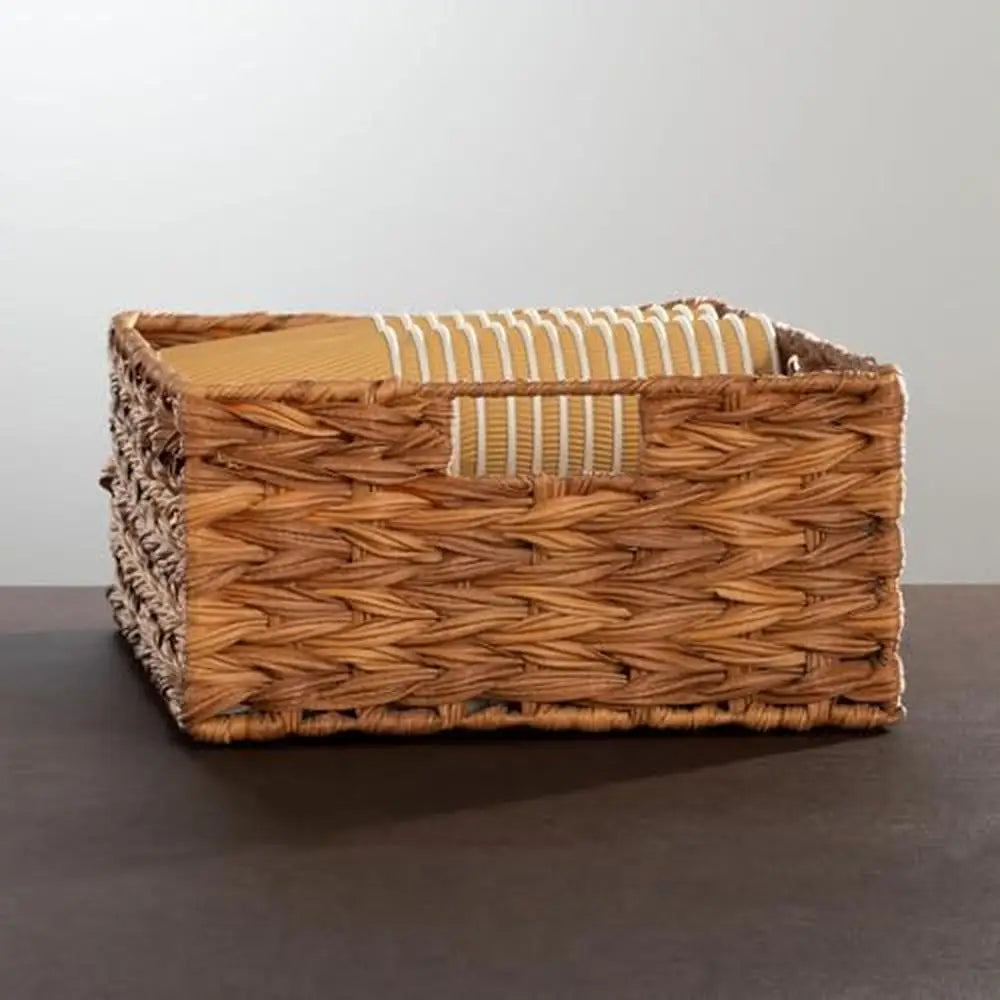 Set of 6 Kitchen Pantry Essentials Storage Organizer Baskets Stackable Woven Plastic