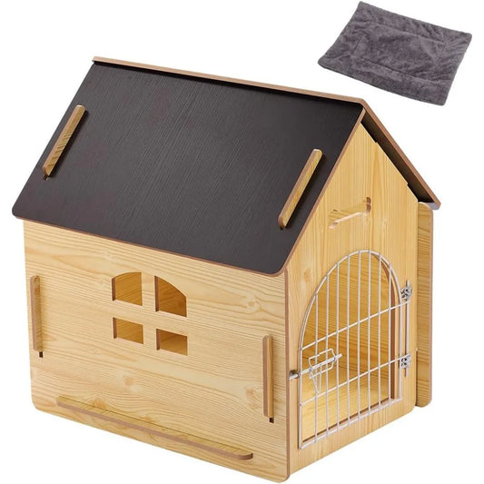 Wooden Pet House With Roof for Indoor and Outdoor Use