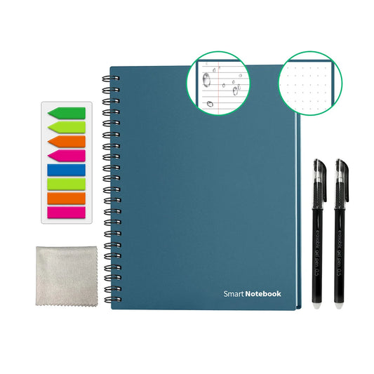 Reusable Digital Smart Notebook A4 Lined Dotted with Erasable Pen and Wipe for Sketch Cloud Storage