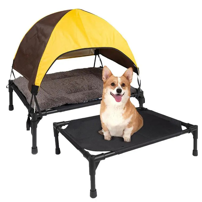 Foldable Raised Pet Cot With Removable Canopy For Camping