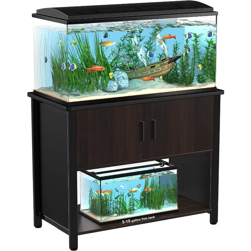 Metal Aquarium Stand with Cabinet for Fish Tank and Accessories Storage, 40 Gallon