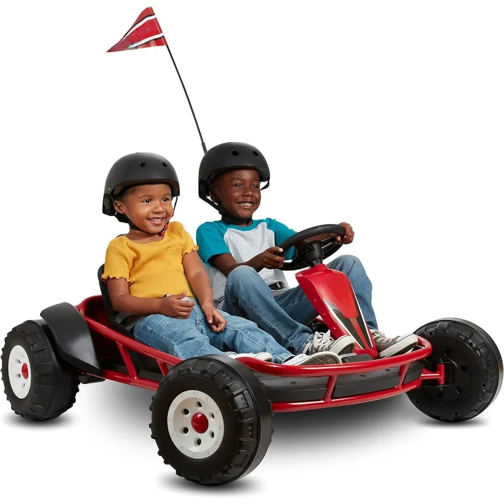 24 Volt Outdoor Go Kart for Kids Ages 3-8, Large, 23.3 x 43.8 x 41.5 inches