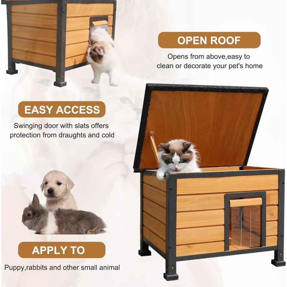 Indoor and Outdoor Wooden Cat House Rainproof