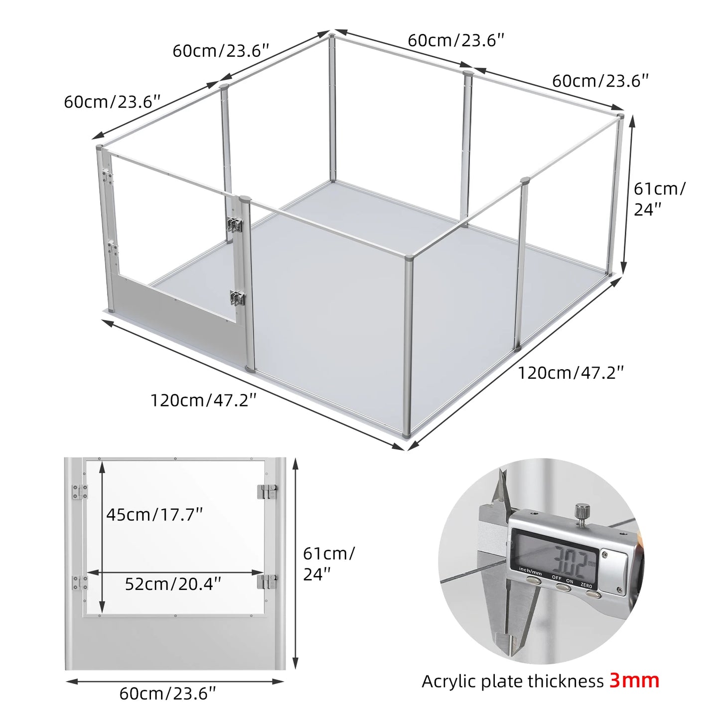 Acrylic Playpen with Waterproof Pad for Cats Puppies Whelping