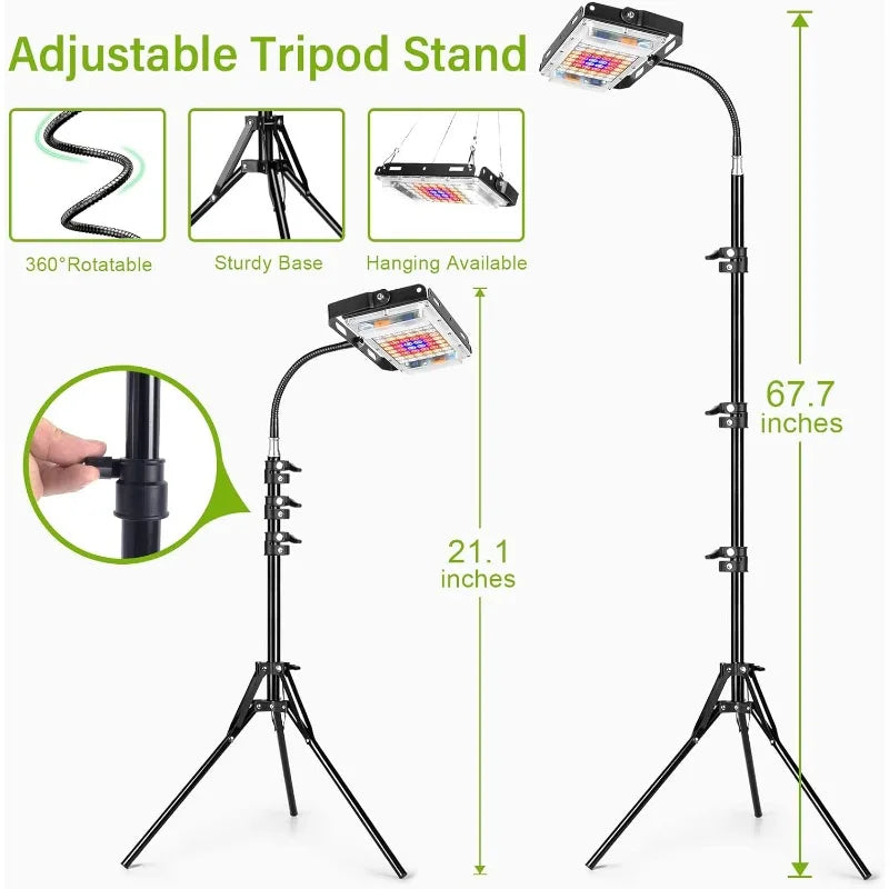 Full Spectrum LED Plant Grow Light ,  Dual Heads, 3 Lighting Modes