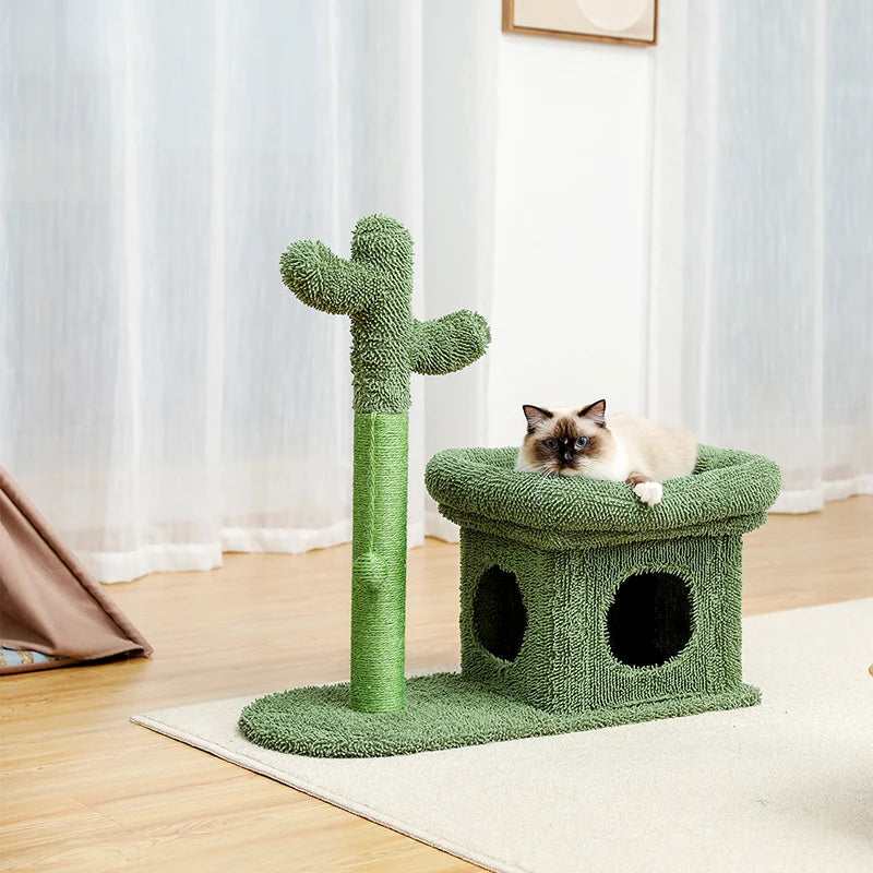 Cute Cactus Cat Tree Toy with Ball